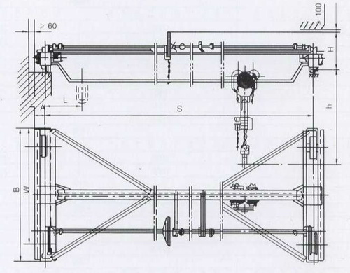 SL型手動單梁式起重機外形結(jié)構(gòu)圖