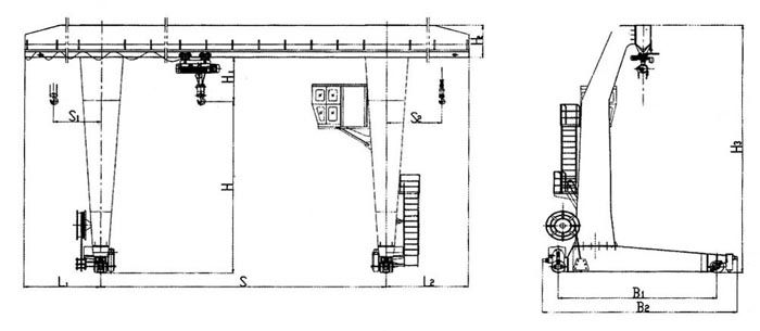 L型電動(dòng)葫蘆門式起重機(jī)結(jié)構(gòu)圖