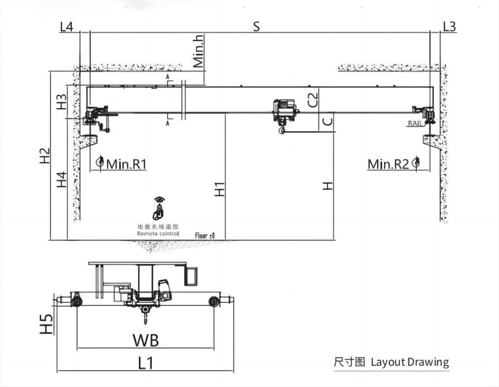 1噸歐式單梁起重機結(jié)構(gòu)圖