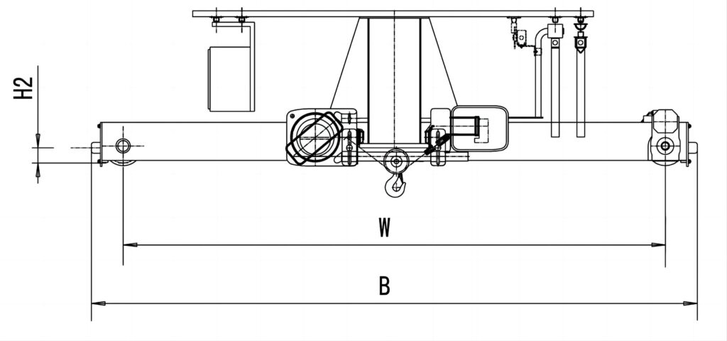 2噸歐式單梁起重機(jī)結(jié)構(gòu)圖